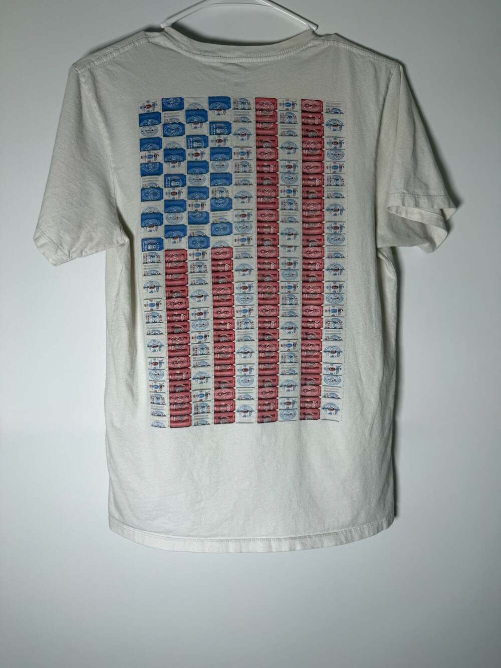 Vans American Flag Beer Cans Graphic T-Shirt with Pocket Print Mens Small